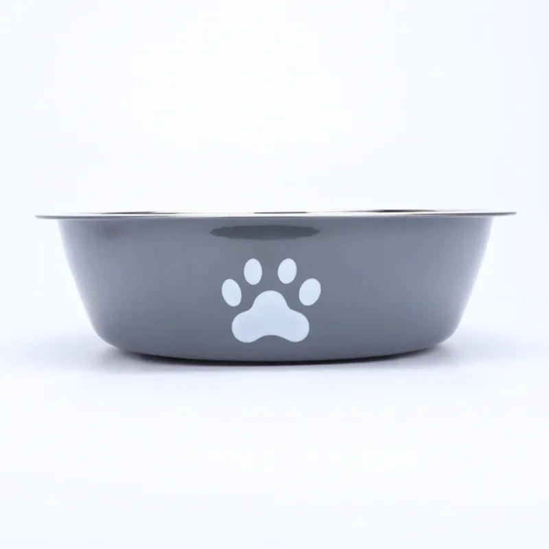 Non-Slip Paw Print Stainless Steel Pet Bowl