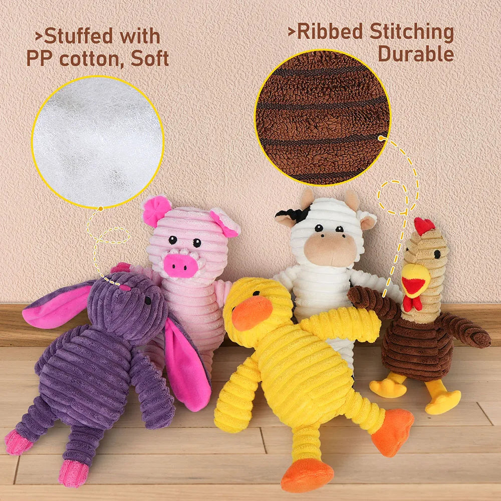5PC Set Plush Pet Squeaky Toys