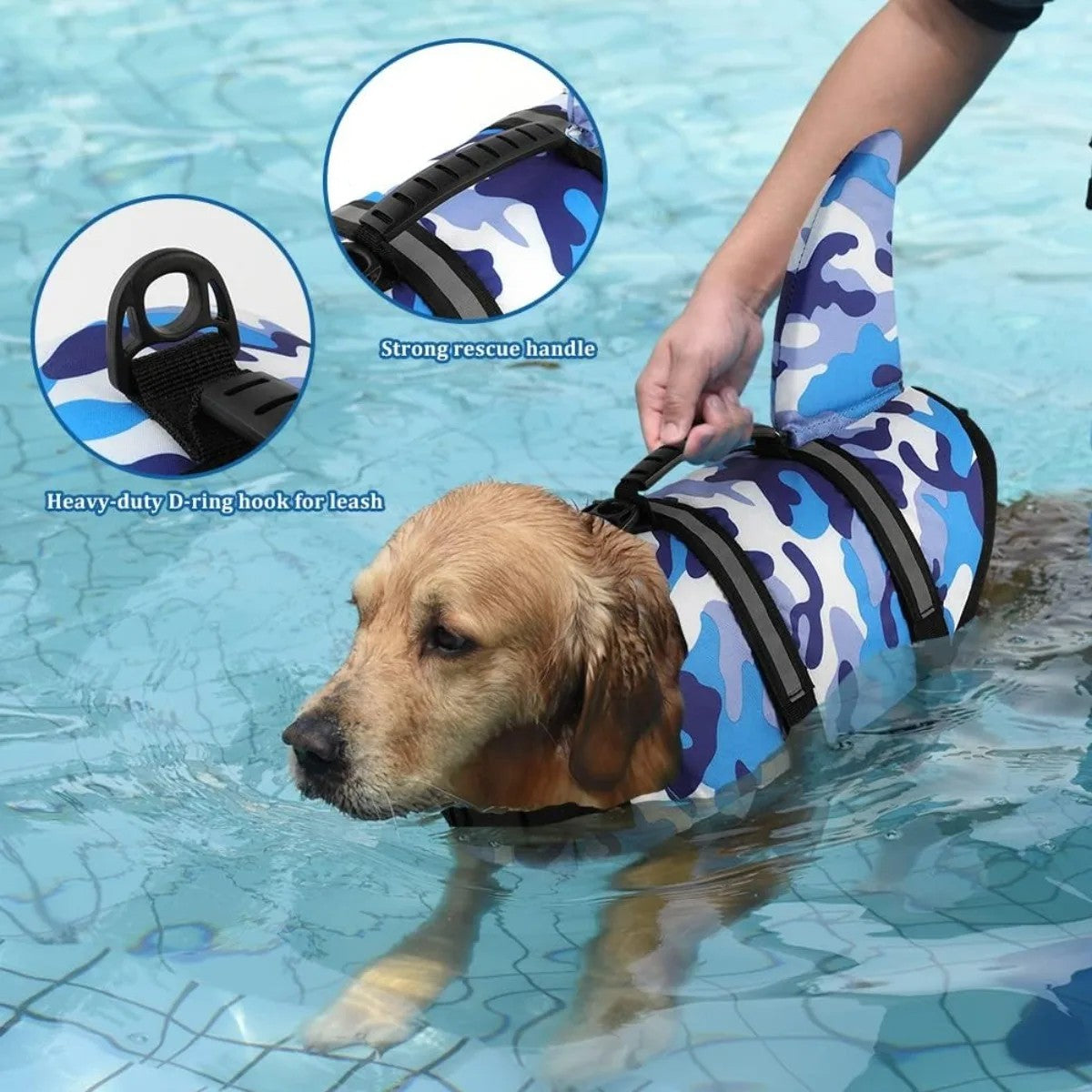 High Performance Shark Fin Design Dog Life Jacket