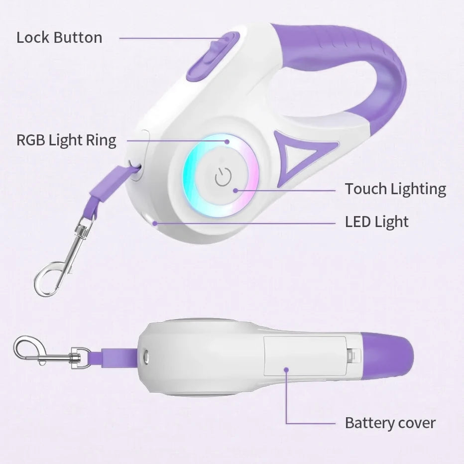 Versatile LED Retractable Lighted Leash