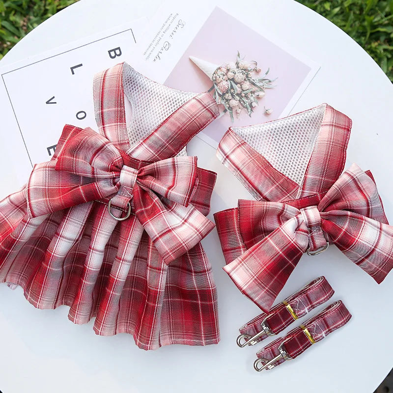 Cute Princess Bow Harness/Harness Skirt w/Traction Leash