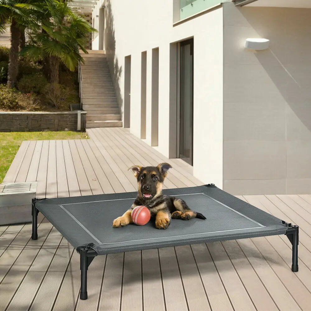 Portable Elevated Cooling Pet Bed w/ Removable Canopy Shade