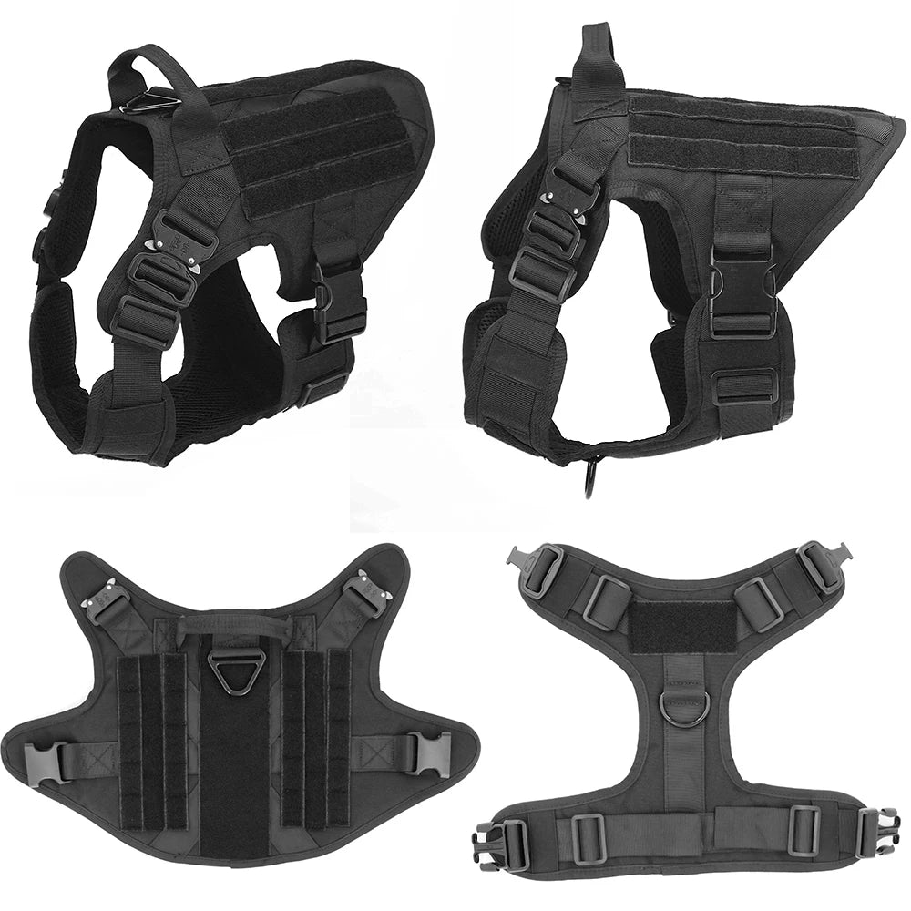 Military Style Dog Collar + Harness + Leash Accessory Set