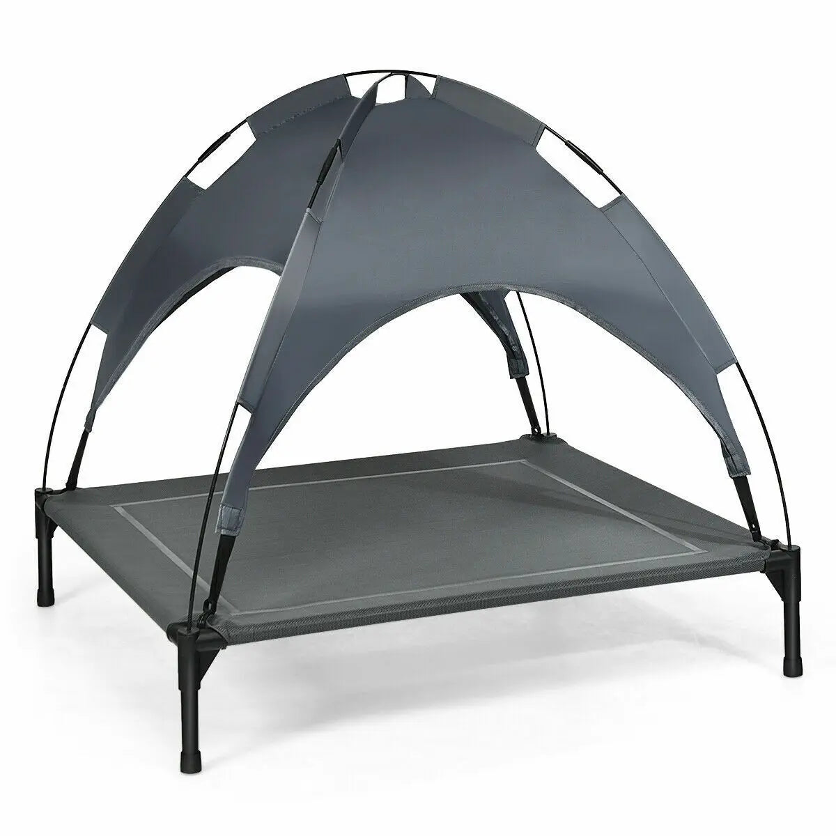 Portable Elevated Cooling Pet Bed w/ Removable Canopy Shade