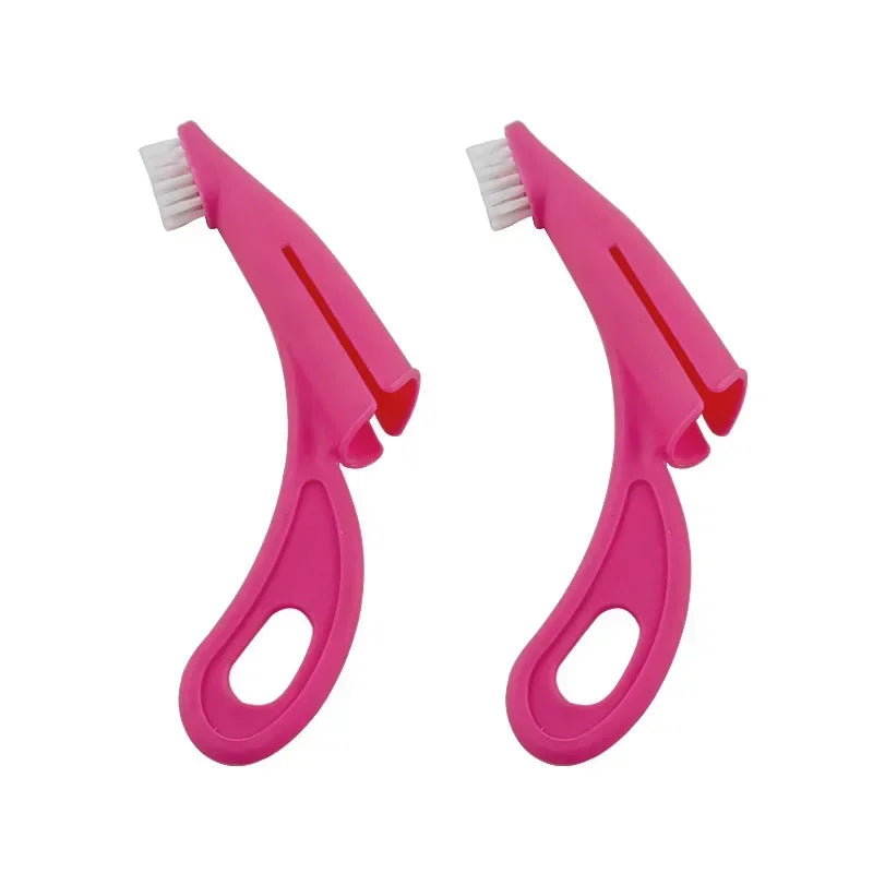 Soft Bristle Multi-Angle Pet Finger Toothbrush w/Handle