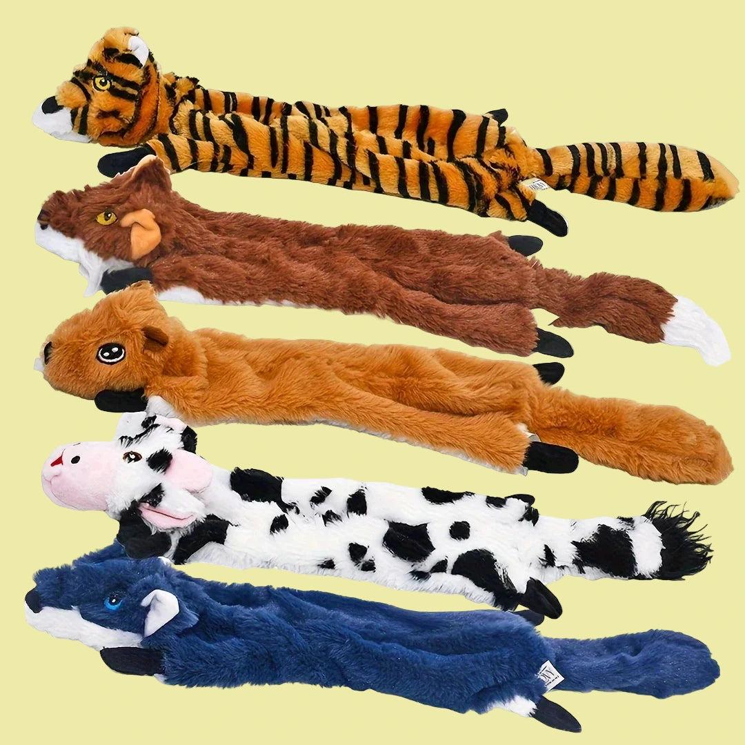 5PC Durable Squeaky No-Stuffing Plush Animal Chew Toys