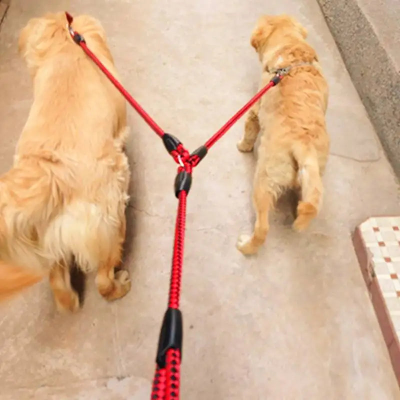 Double Dog Leash w/ 2-Way Couplers & Padded Handle