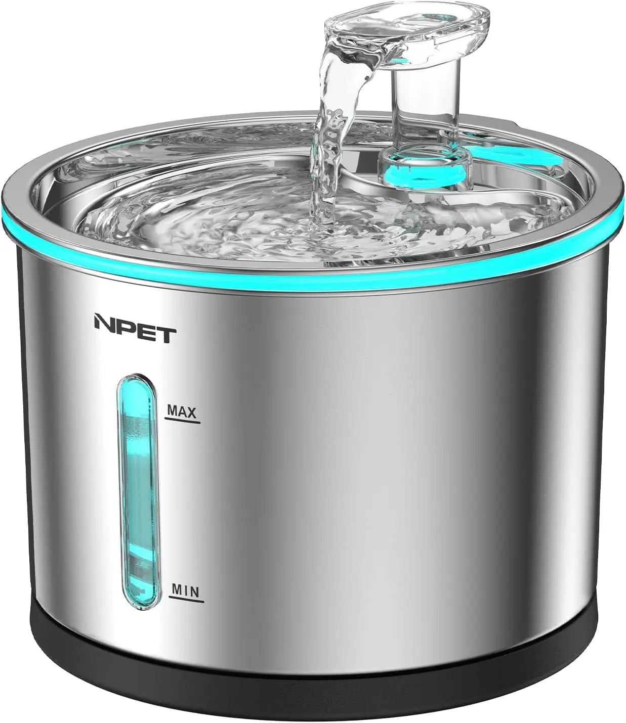 Stainless Steel Dishwasher Safe Pet Water Fountain w/LED Window