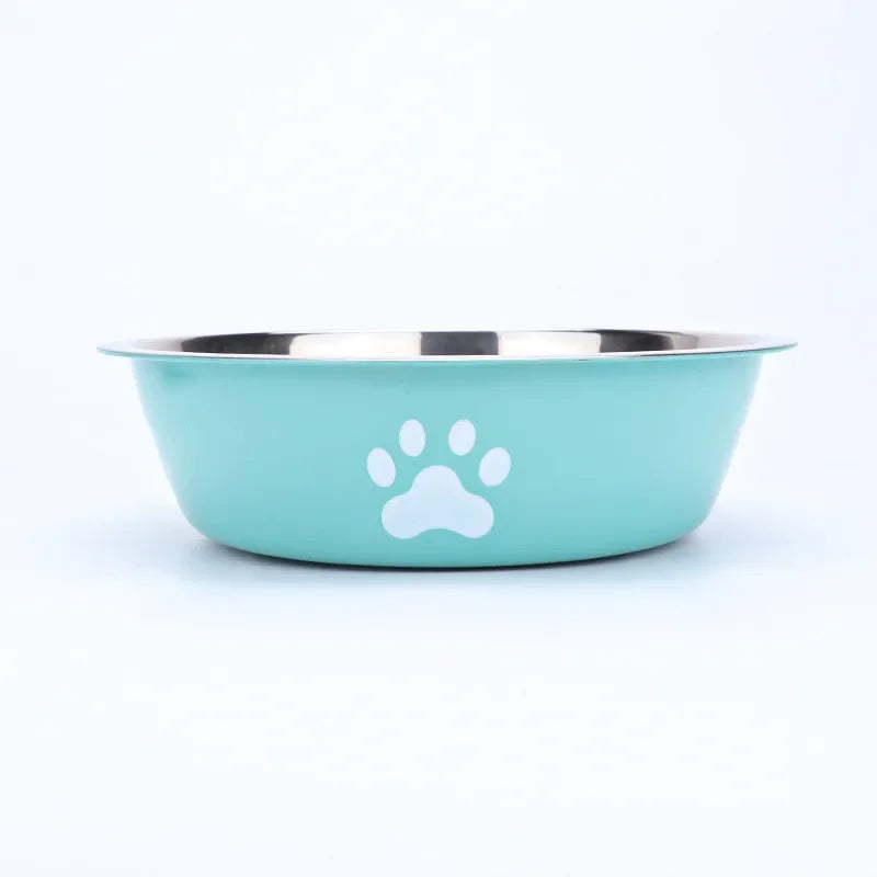 Non-Slip Paw Print Stainless Steel Pet Bowl