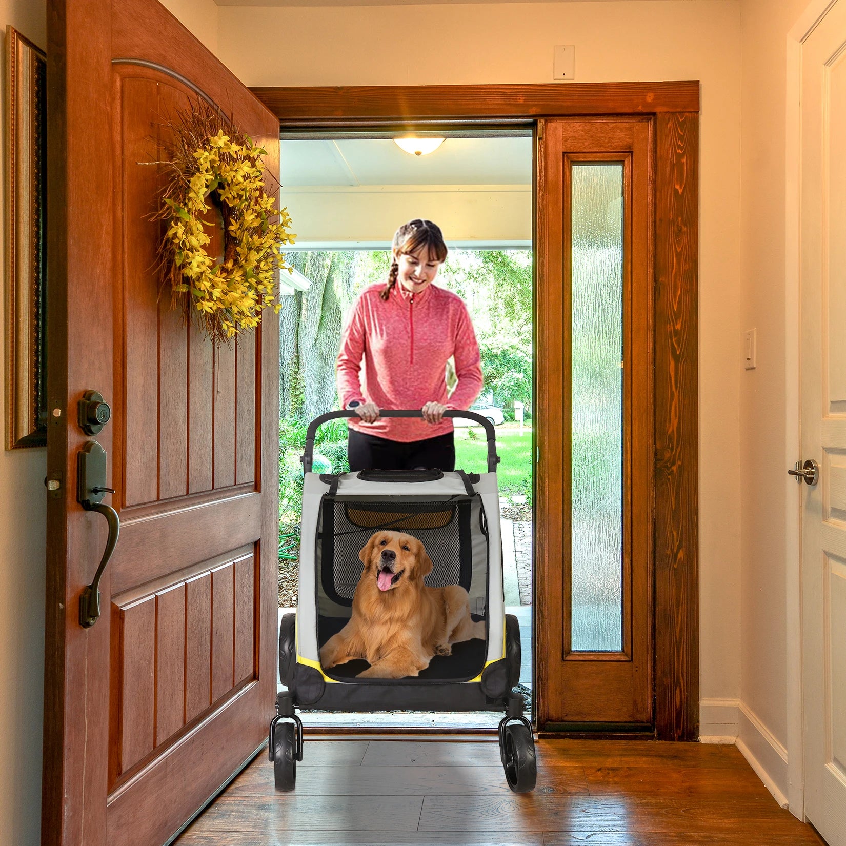 Portable Large Dog Travel Carriage Stroller