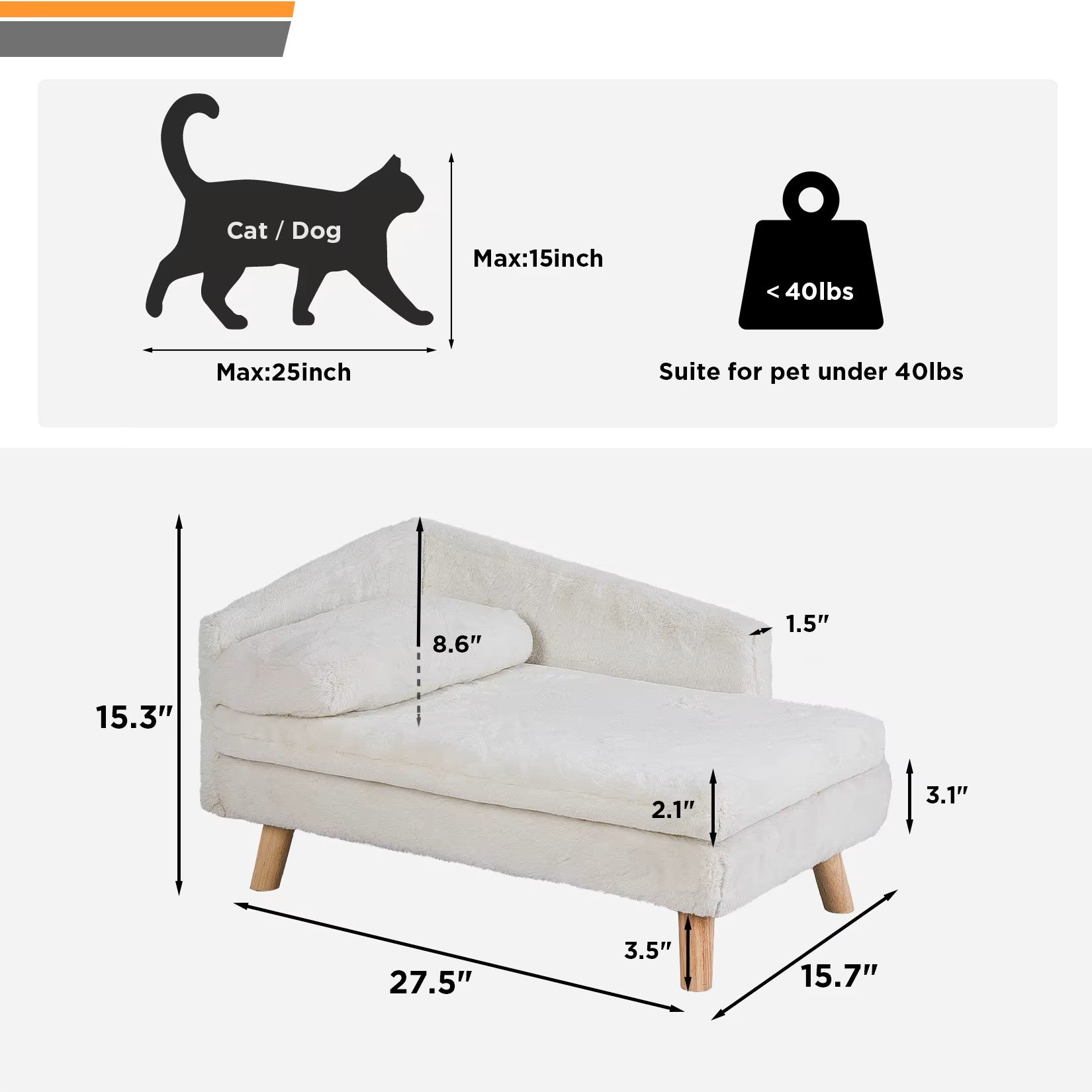 Elevated Plush Pet Lounge Sofa