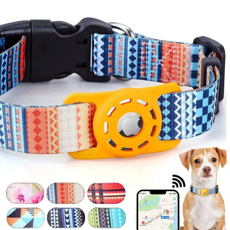Stylish Reflective AirTag Dog Collar