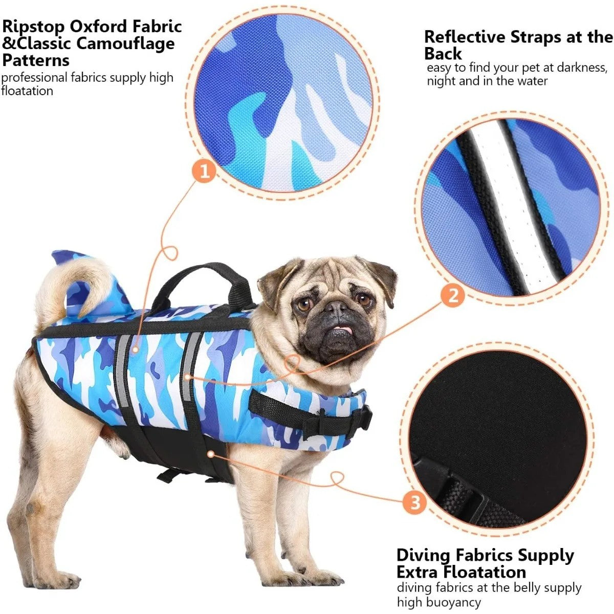 High Performance Shark Fin Design Dog Life Jacket