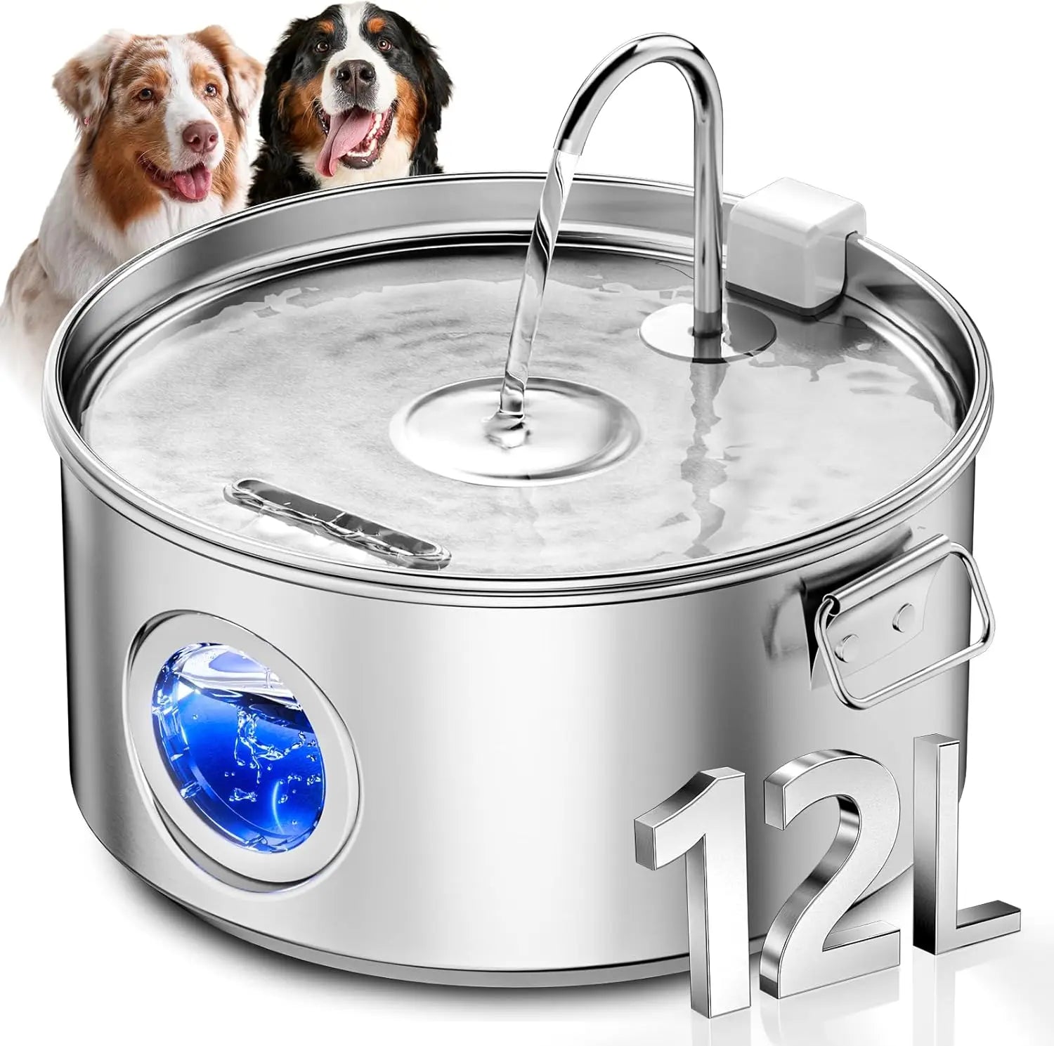 Whisper Quiet 12L Stainless Steel Pet Water Fountain