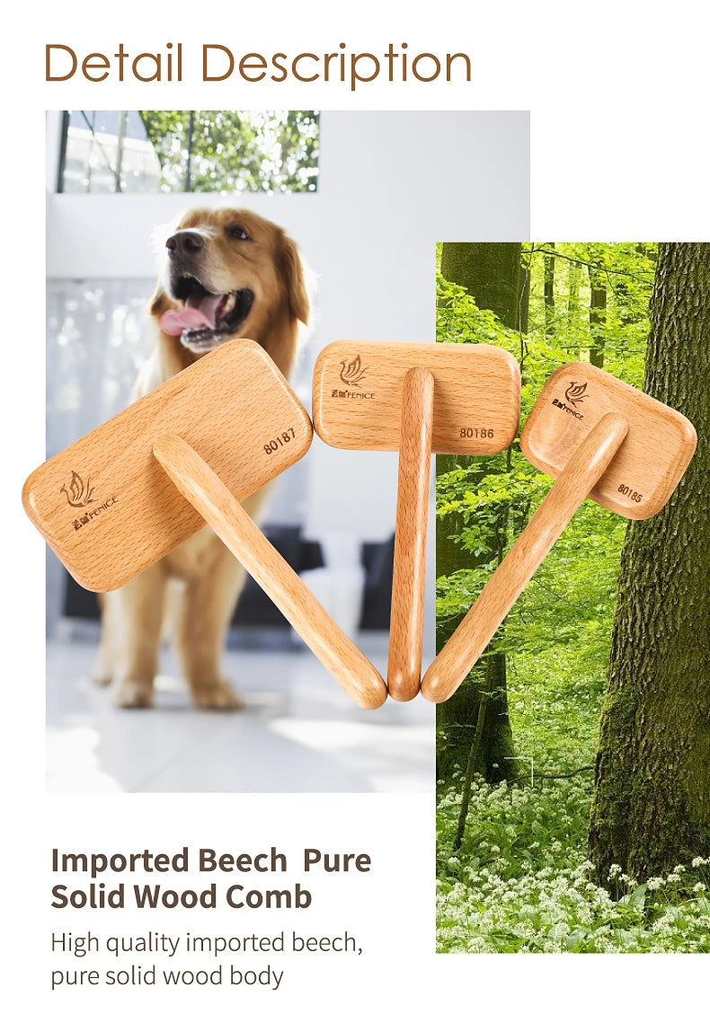 Fenice Wooden Handle Pet Grooming Needle Brush