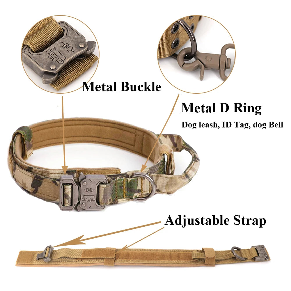 Military Style Dog Collar + Harness + Leash Accessory Set
