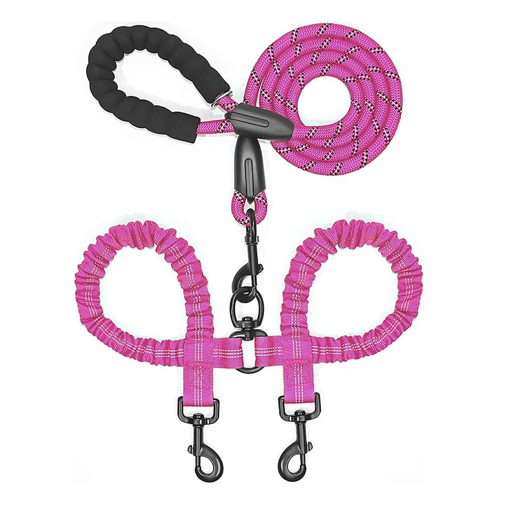 Tangle-Free Double Twin Lead Walking Dog Leash