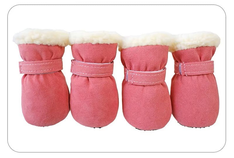 4PC Set Warm Plush Dog Shoes