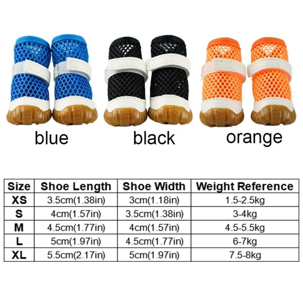 Breathable 4PC-Set Anti-Slip Small Dog Shoes