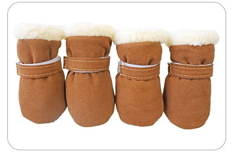 4PC Set Warm Plush Dog Shoes