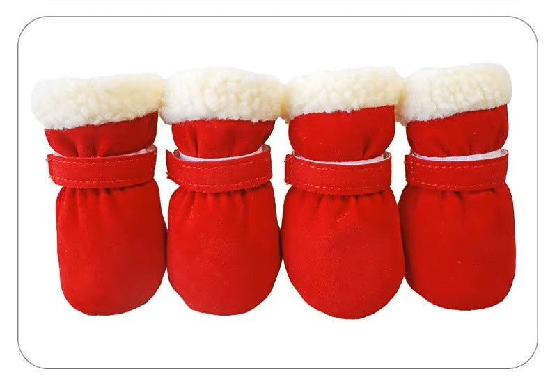 4PC Set Warm Plush Dog Shoes