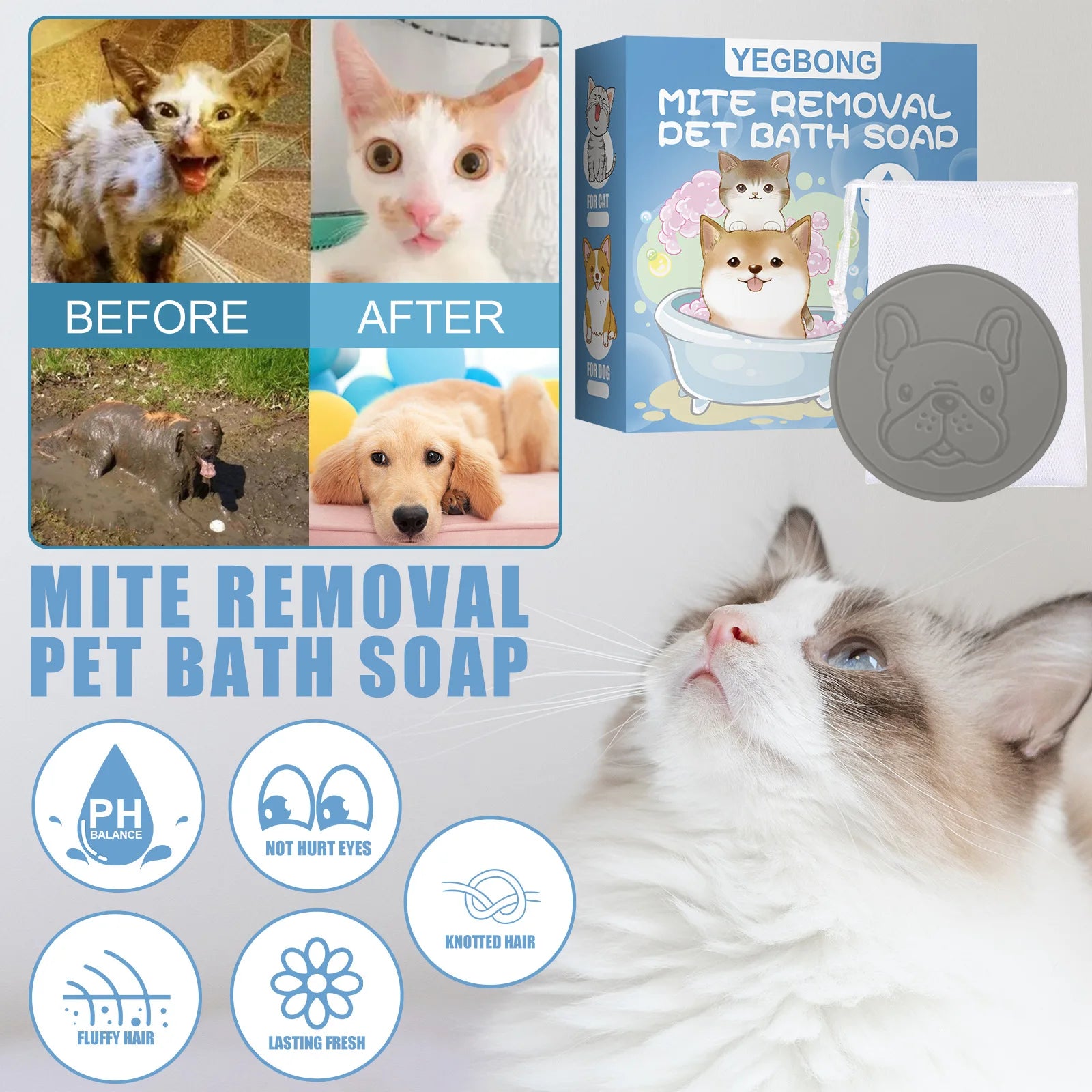 Pet Mite Removal Deodorizing Bath Soap