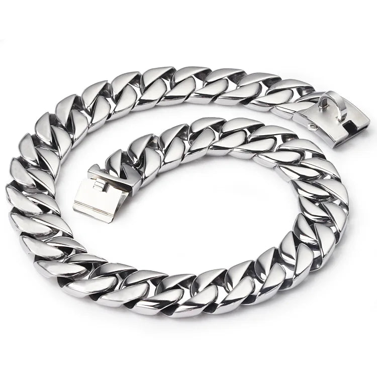 Heavy Duty Stainless Steel Cuban Chain Dog Collar