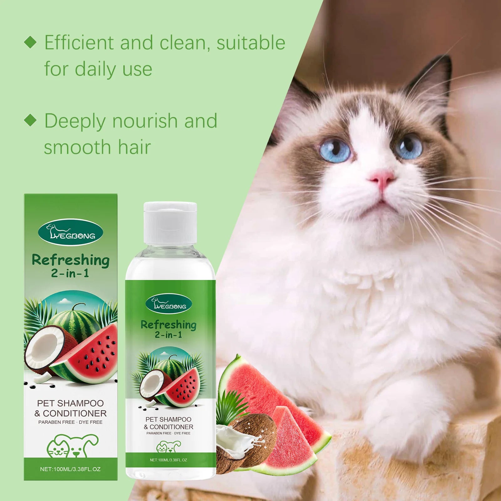 Refreshing 2-in-1 Moisturizing & Odor Eliminating Pet Shampoo
