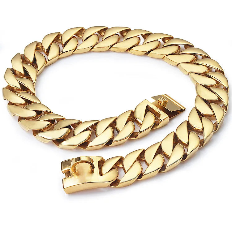 Heavy Duty Stainless Steel Cuban Chain Dog Collar