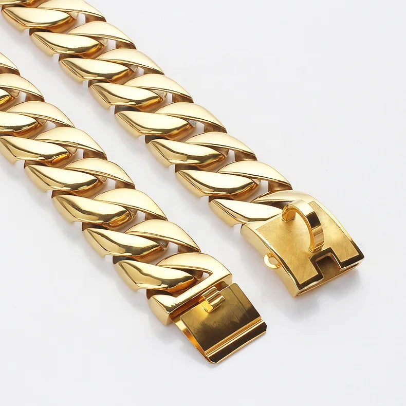 Heavy Duty Stainless Steel Cuban Chain Dog Collar