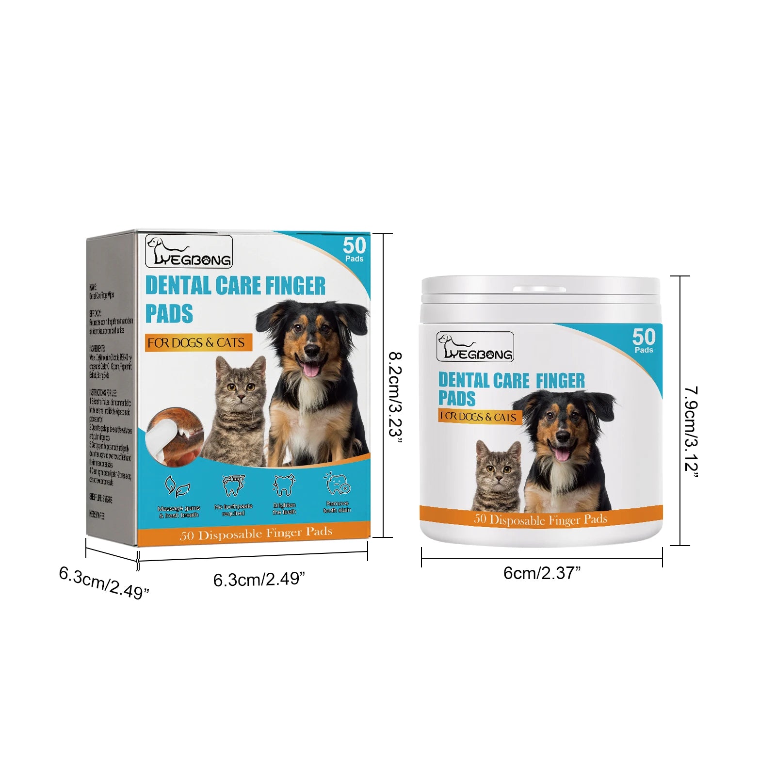 50PCS Refreshing Natural Pet Teeth Cleaning Finger Pads