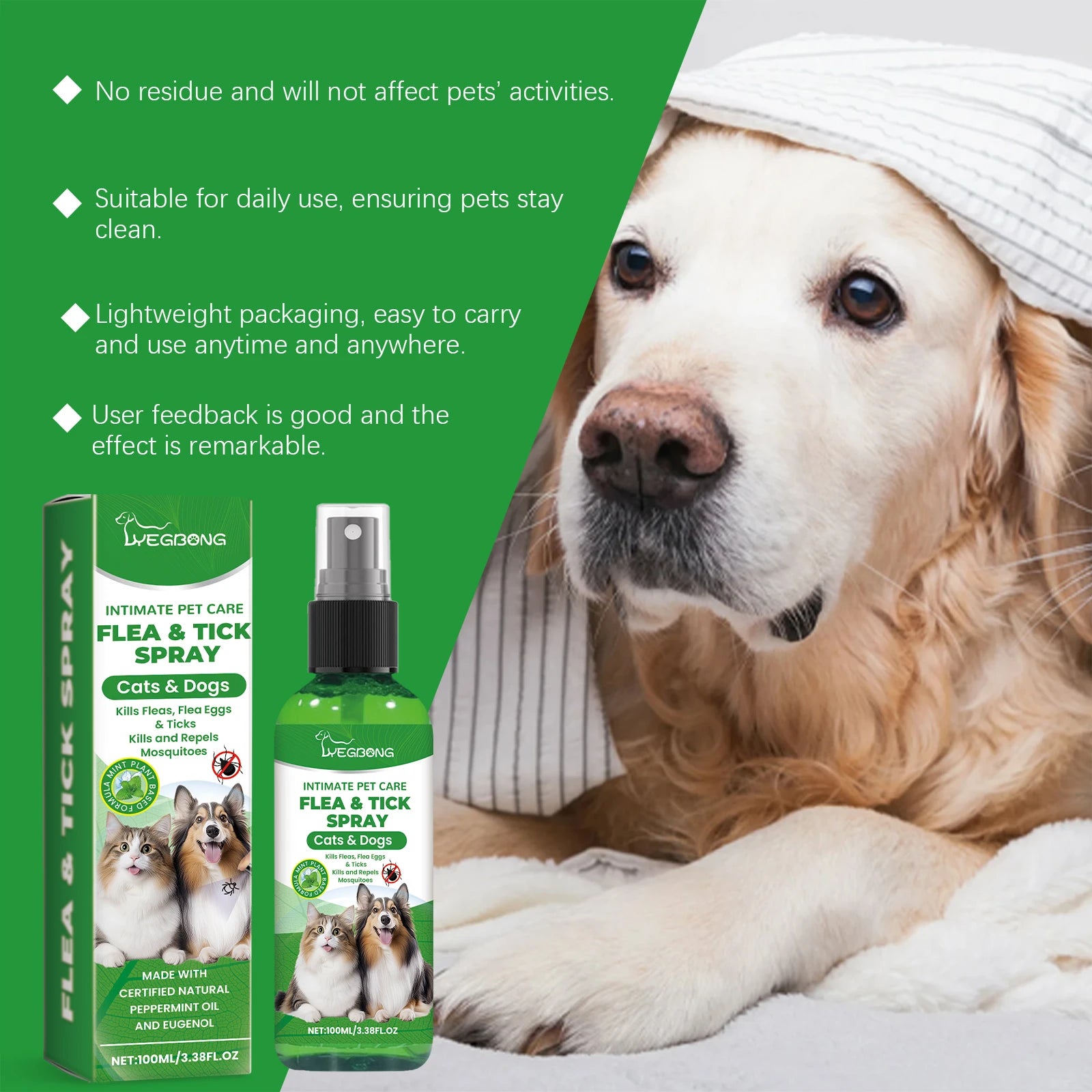 Pet Anti-Mite Flea & Tick Repellent Spray