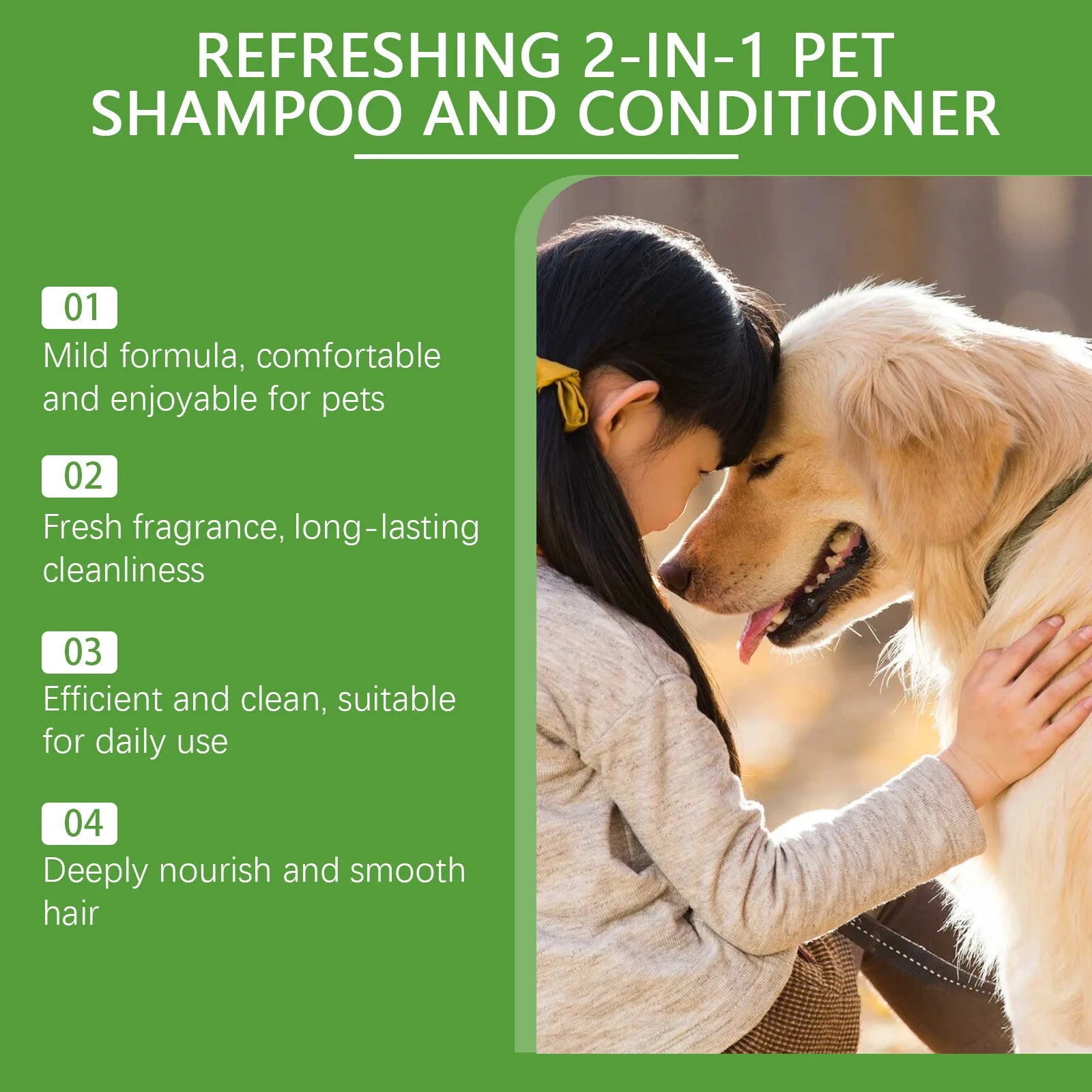 Refreshing 2-in-1 Moisturizing & Odor Eliminating Pet Shampoo