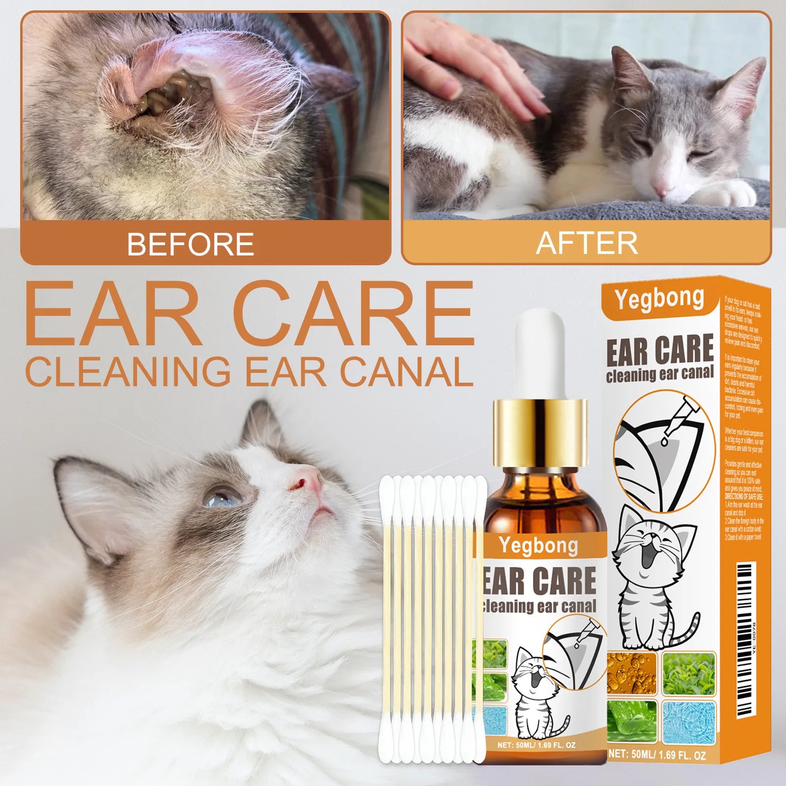 Pet Itch Relief Ear Care Cleaning & Deodorizing Drops