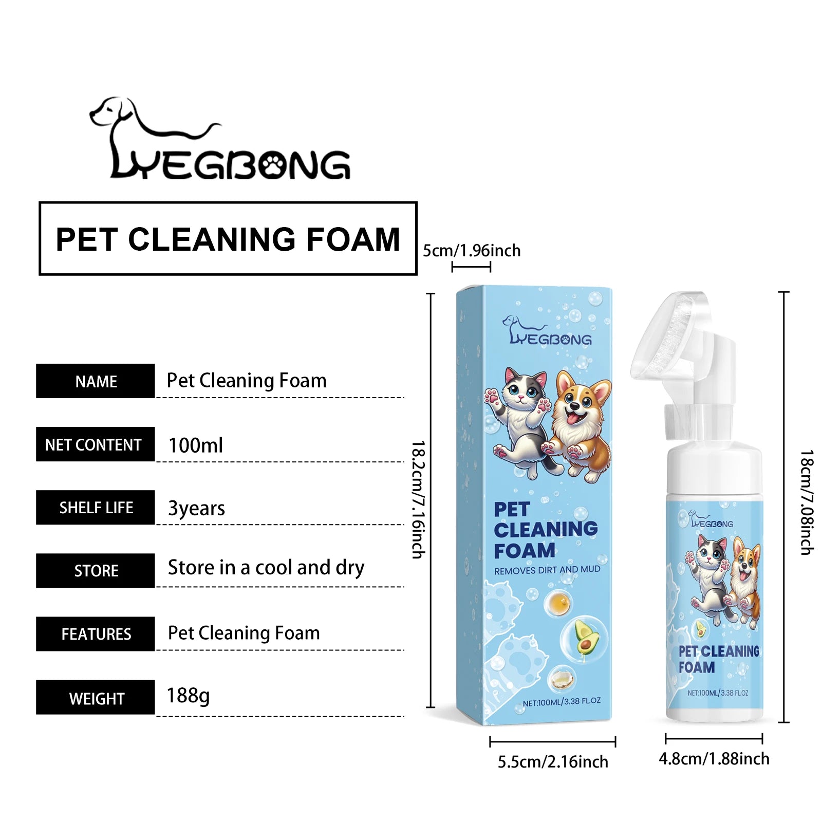 Waterless Pet Paw Nourishing Foam Mousse w/Silicone Brush