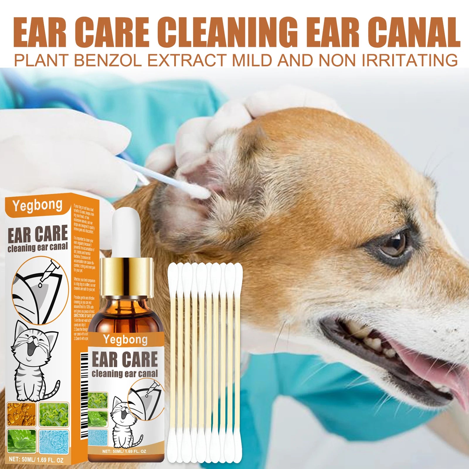 Itch Relief Pet Ear Care Cleaning & Deodorizing Drops