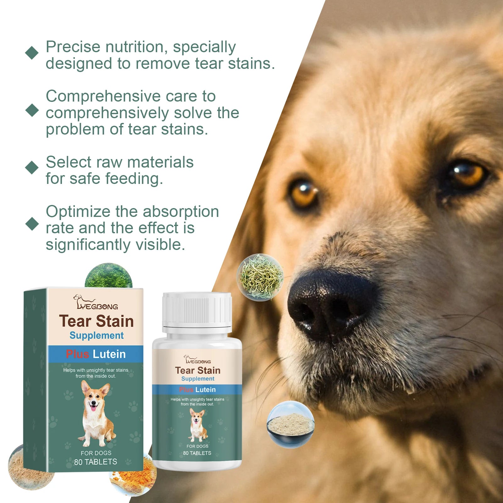 Dog Tear Stain Supplement w/Lutein