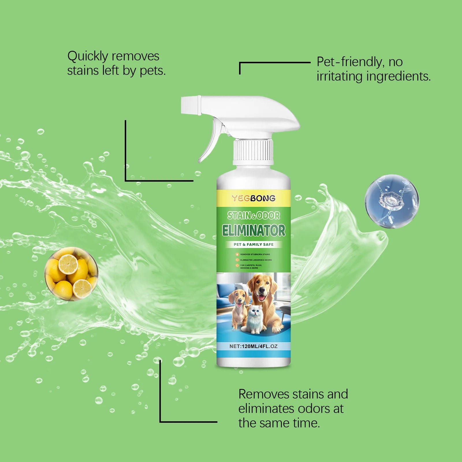 Deep Cleaning Pet Stain Remover & Odor Eliminator Spray