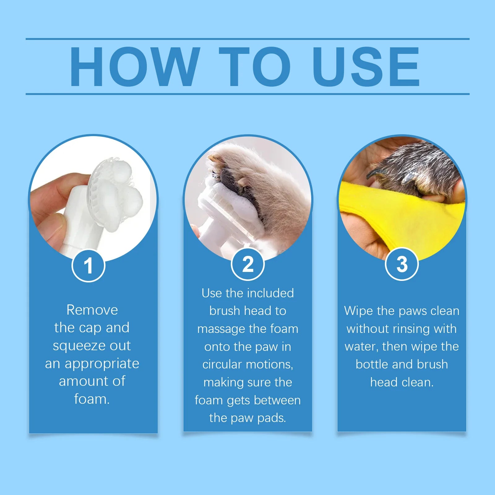 Waterless Pet Paw Nourishing Foam Mousse w/Silicone Brush