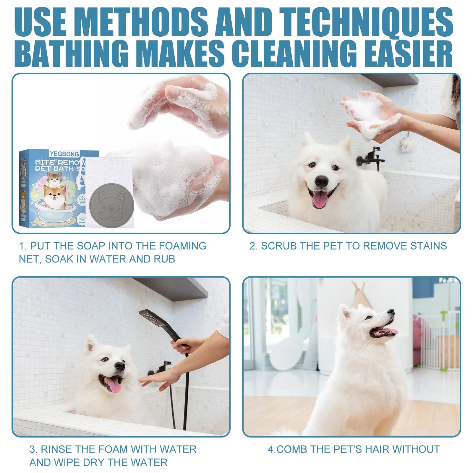 Pet Mite Removal Deodorizing Bath Soap