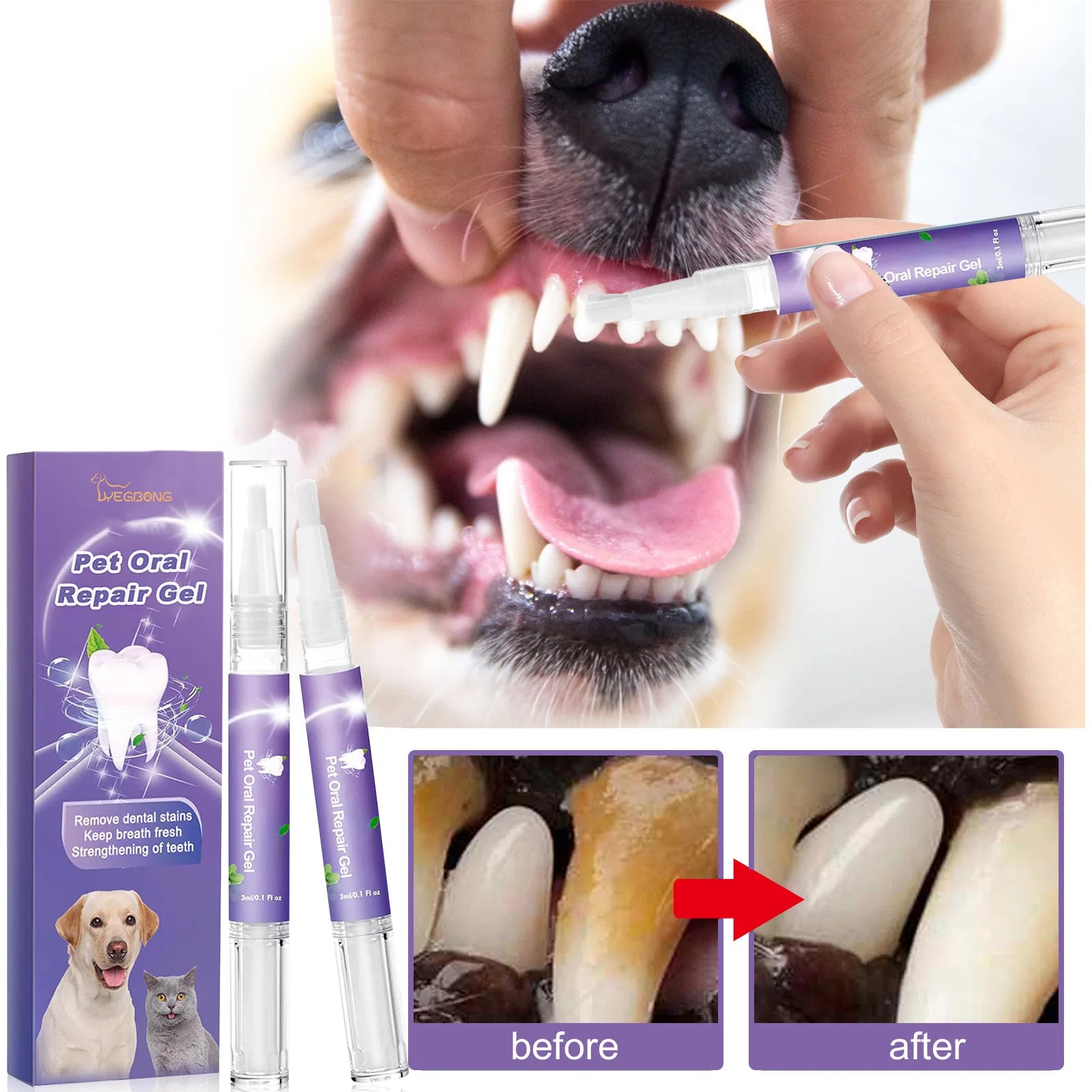 Pet Oral Repair Whitening Gel Pens