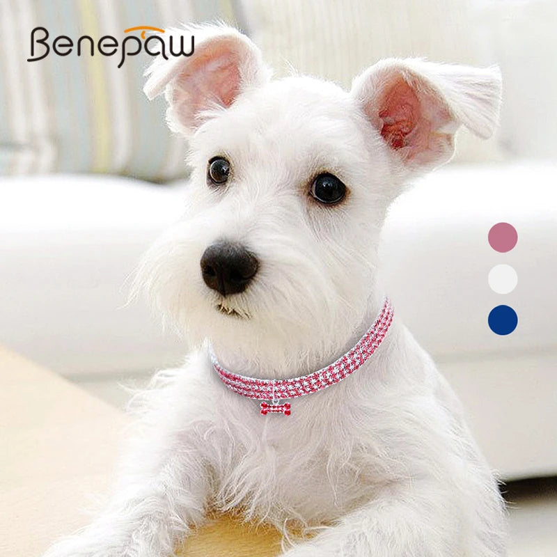 Adjustable Rhinestone Bone Pendant Bling Dog Necklace
