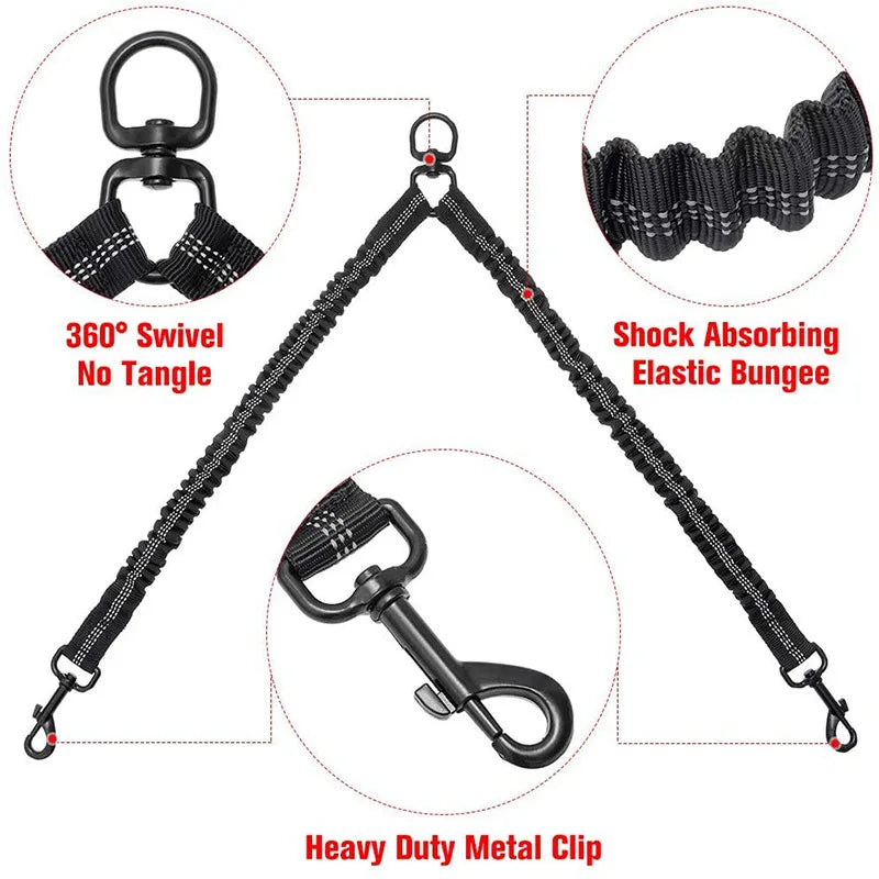 Tangle-Free Double Twin Lead Walking Dog Leash