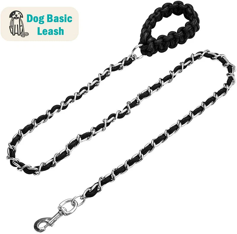 Benepaw  Heavy Duty Metal Chain Dog Leash w/ Soft Braided Handle