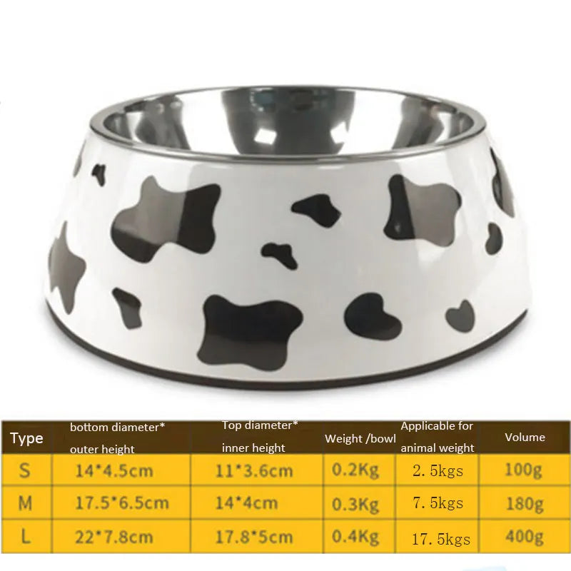 Removable Melamine & Stainless Steel Pet Bowl