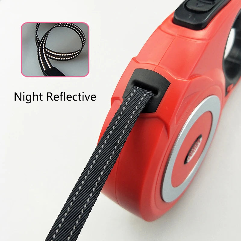 Reflective Nylon Dog Walking Retractable Leash