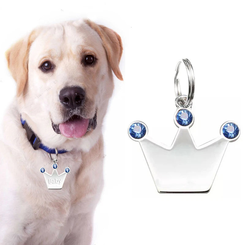 Personalized Crown Pet Collar ID Tag