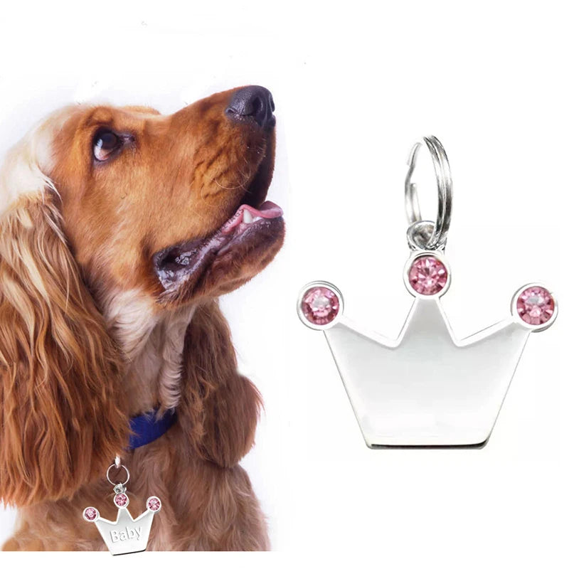 Personalized Crown Pet Collar ID Tag