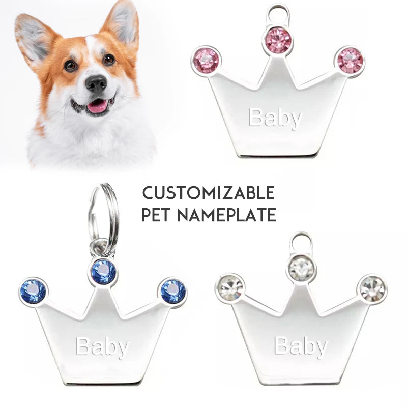 Personalized Crown Pet Collar ID Tag