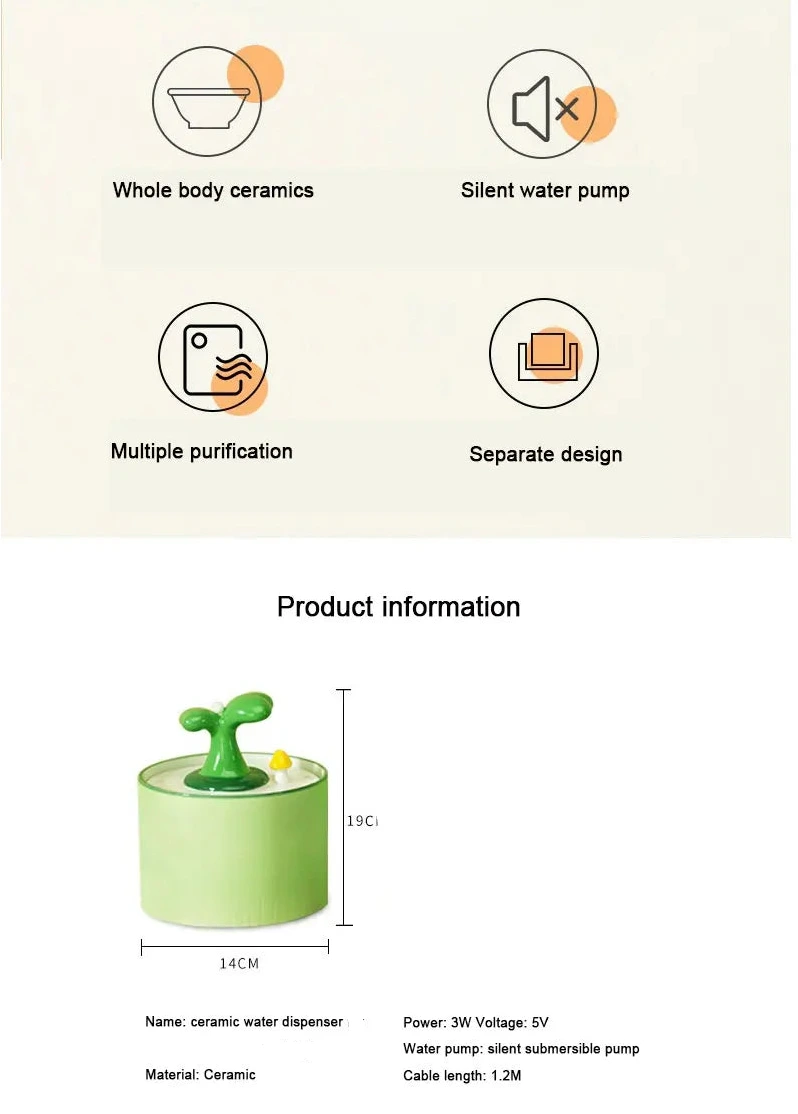 Little Sapling Ceramic Automatic Pet Water Fountain